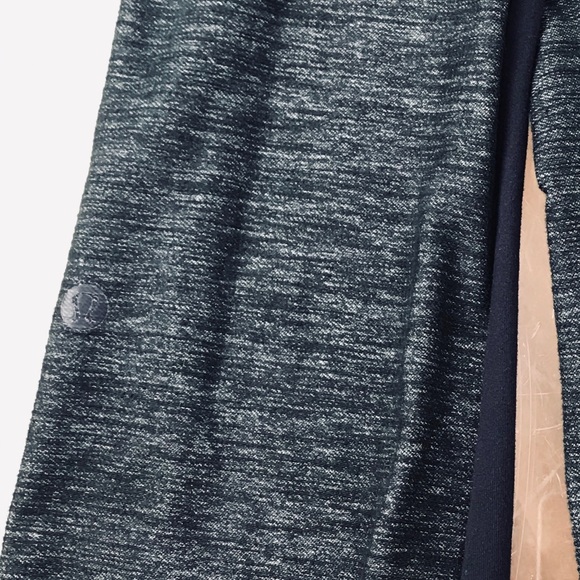 Lululemon Barre Pulse Pant Flare Two Fabrics Block Denim Plum Stretch High Waist - Picture 13 of 16